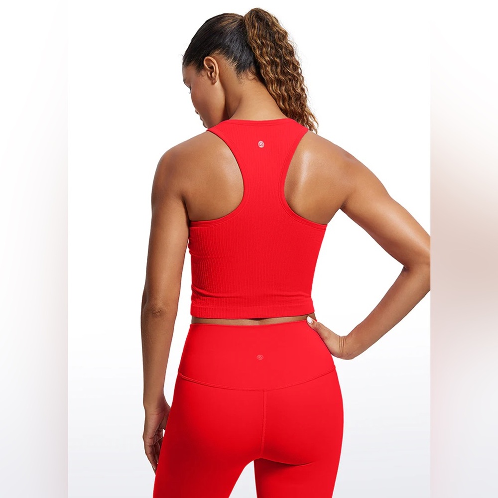 Seamless Ribbed Racerback Crop Tank - Picture 2 of 7